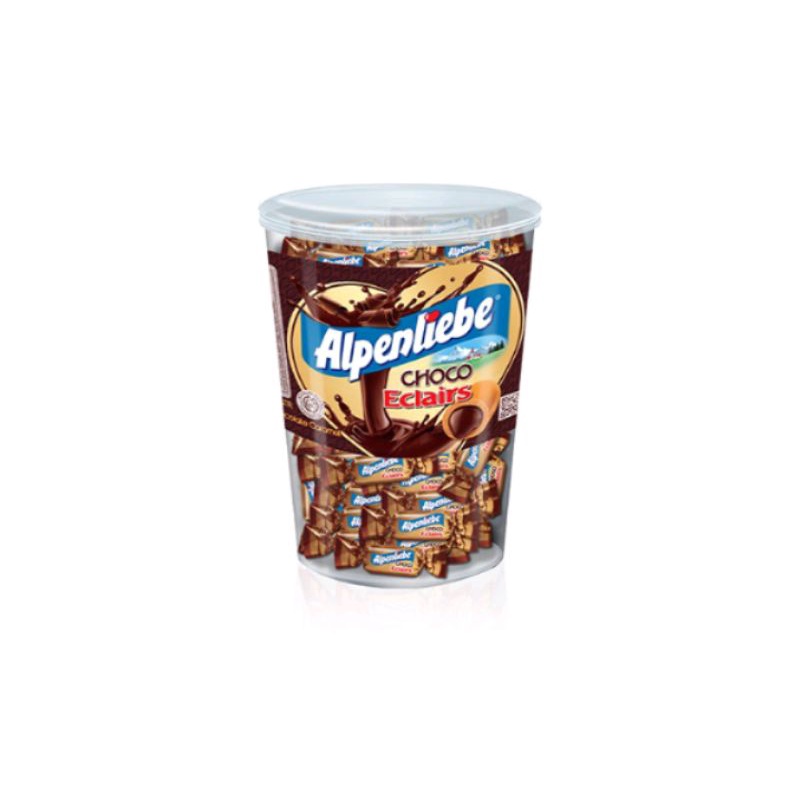 Alpenliebe Choco Eclairs Jar Toples 360gr - Permen Cokelat Caramel Susu Isi 100 Butir