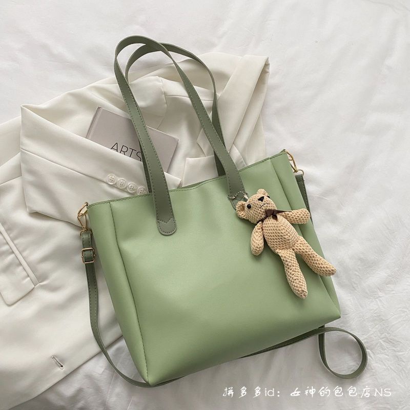 ✶Sera  High-end sense tas besar wanita kapasitas besar 2023 siswa gaya asing baru di kelas tas jinjing satu bahu tas Messenger all-match