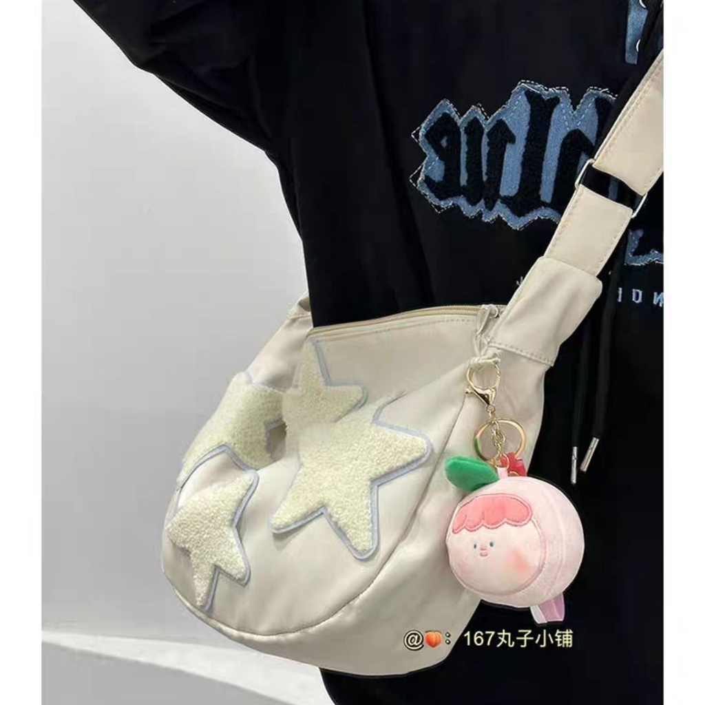 ┇✕❡Sera Niche Desain Star Messenger Tas Wanita S All-Match Gaya Versi Korea Jepang All-Match Siswa Sekolah Tas kuliah Gaya