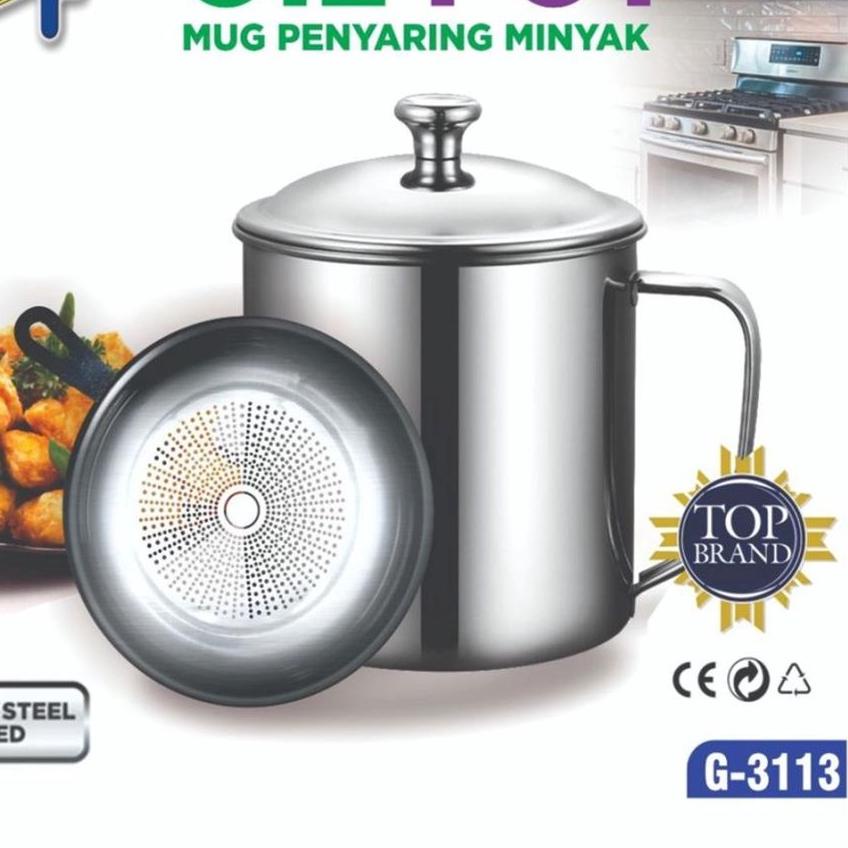 Discount✅Oil Pot - Saringan Minyak - Tempat Penyimpanan Penyaring Minyak Goreng 1.3 Liter GSF 3113