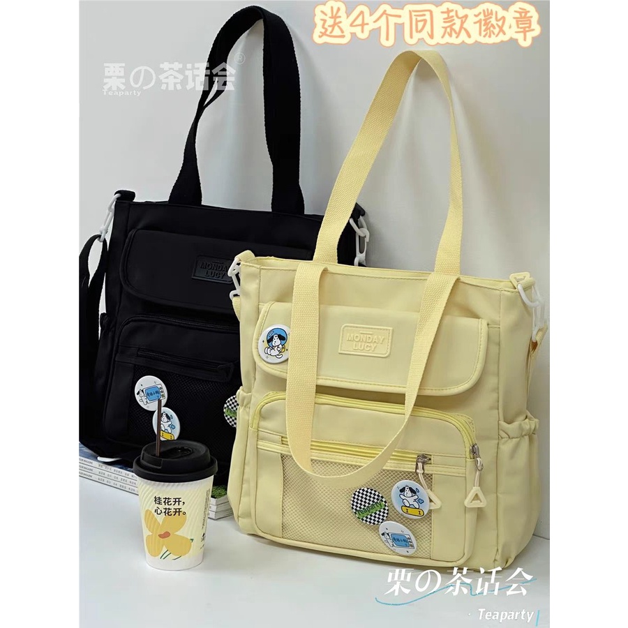 ✓♦₪Sera  Jepang Kapasitas Besar Mahasiswa Kelas Tas Commuter Tote Bag Vintage Perasaan Gadis Tas Bahu Wanita Messenger Tas