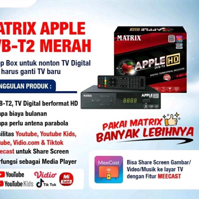 PROMO⭐STB SET TOP BOX DVBT2 MATRIX APPLE MERAH UNTUK SIARAN TV DIGITAL/NEX PARABOLA/ SET TOP BOX