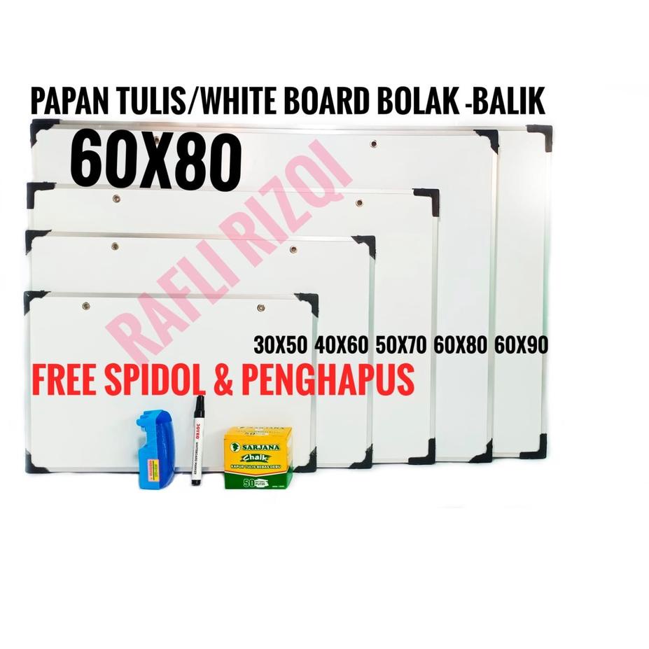 

1✸CXF9-A 60X80CM/Papan Tulis/Whiteboard/Papan Tulis Anak/Papan Tulis 2 Sisi Spidol dan Kapur Rafli Rizqi FCC
