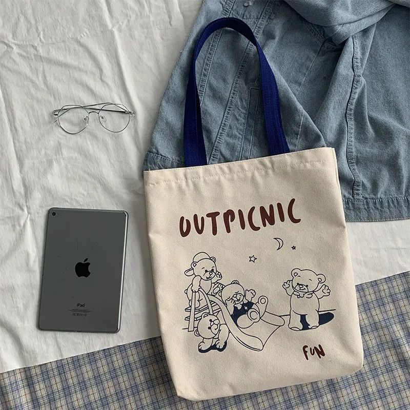 ┇✴✧Sera Tas Kanvas Wanita 2023 Baru Tas Bahu Kasual Kapasitas Besar Siswa Korea Tas Sekolah Seni Serbaguna Tas Tangan