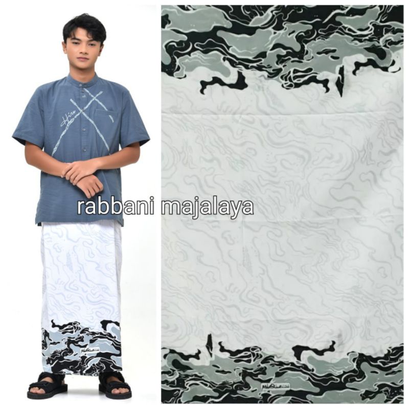 sarung geora 2 putih - sarung putih dewasa - sarung robani - sarung rabbani - sarung santri - Sarung