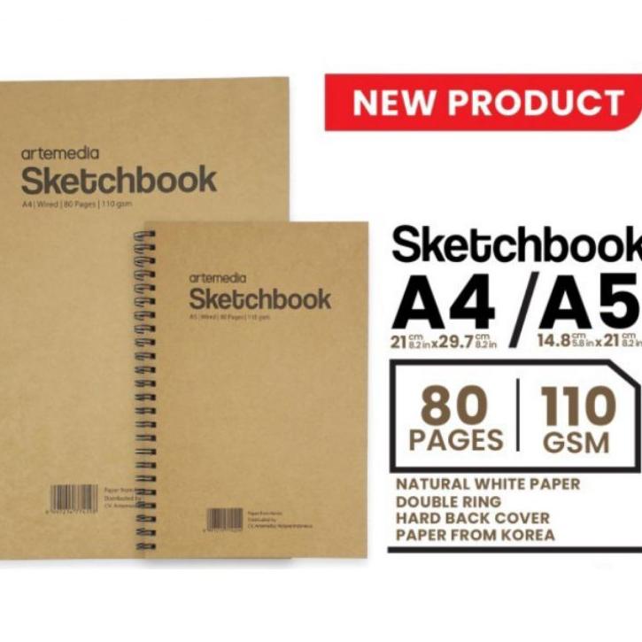 

#5KM5-B Artemedia Sketch Book A4 A5 / 80 Pages / 110 Gsm / Spiral 825➤
