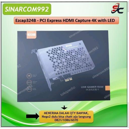 Terlaris Ezcap324B - Pci Express Hdmi Capture 4K With Led