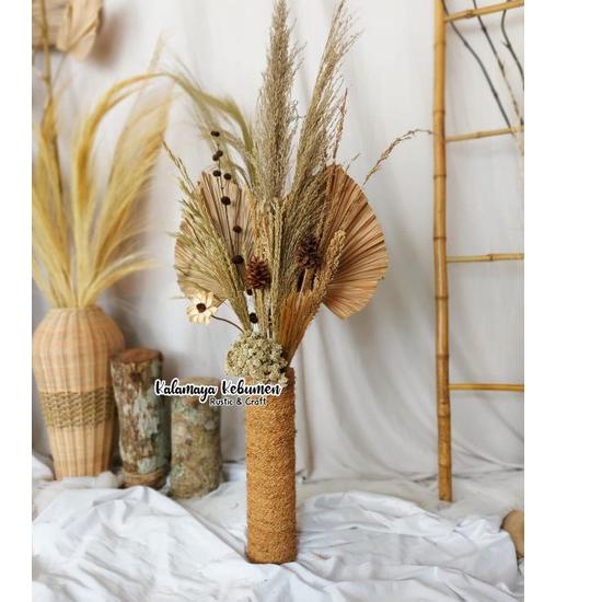 Update Khusus Paket Pampas Bulu Hiasan Wedding Rustic Daun Kering Dried Flower Dekorasi Rumah Palem