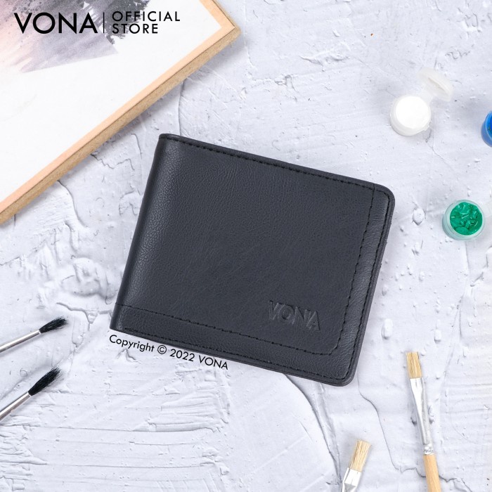 dompet pria VONA Dompet Pria Kulit PU Pendek Lipat Dua - KING - Hitam(Z7S1) dompet pria slot uang do