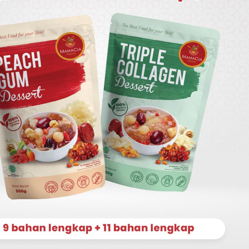 

Terbaru | KI3 | Mamacia Treats Paket Bundling Family 3 : Peach Gum Dessert + Triple Collagen Dessert