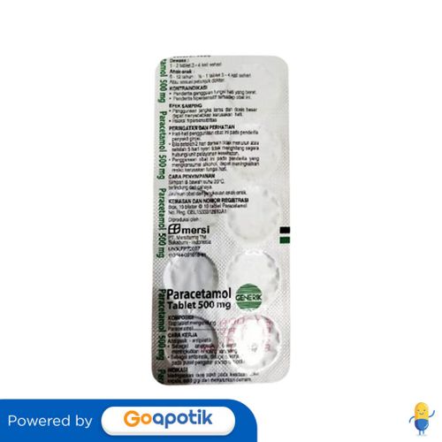 PARACETAMOL MERSIFARMA 500 MG STRIP 10 TABLET