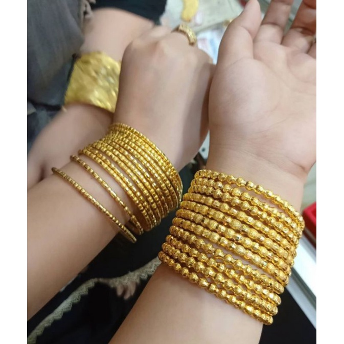 gelang emas keroncong wanita Dubai lapis emas 24k anti karat