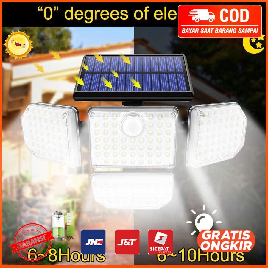 Lampu Dinding Solar PIR Sensor Waterproof 182 LED Cool White RCN182