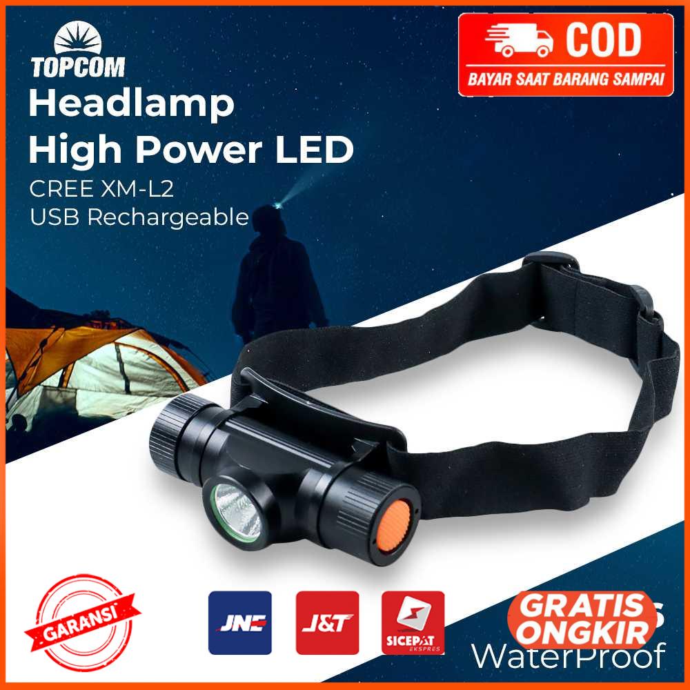 Headlamp High Power LED CREE XM-L2 USB Rechargeable 30 W TP15