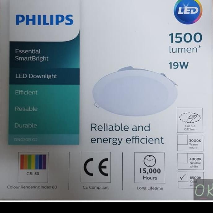 Lampu Downlight Panel LED Philips 19W DN020B 7"