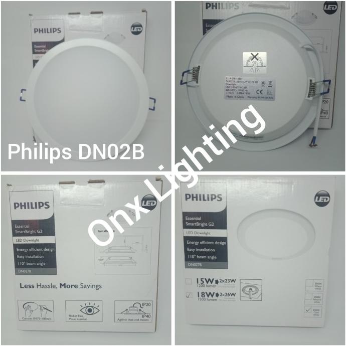 Philips Panel Downlight Slim Seri DN02B Inbow Ceiling 18w 18 watt 18 w