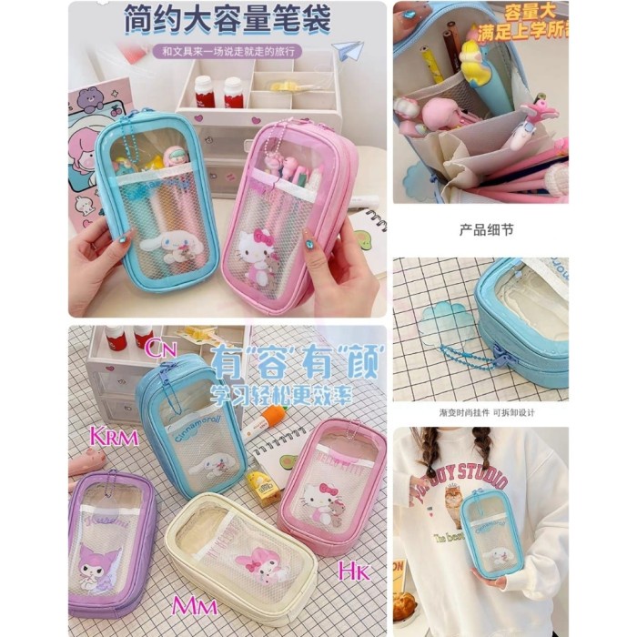 

BISA COD CL Tempat pensil 5 sekat Hello Kitty Melody Kuromi Cinamoroll /ALAT TULIS AESTHETIC/ALAT