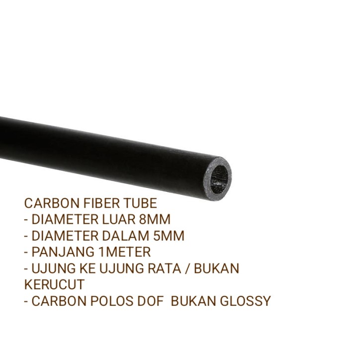 Hot Sale Pipa Carbon 8Mm X 5Mm X 100Cm Carbon Tube Carbon Holo Tebal Dan Kuat Terlaris