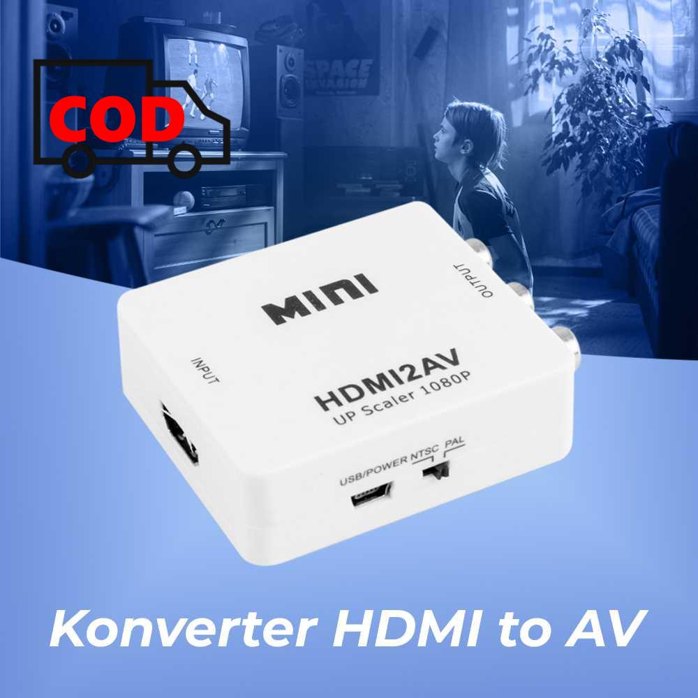 Konverter HDMI ke RCA Adapter Adaptor Konversi Menyambungkan Laptop ke Layar TV