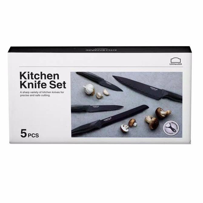 PISAU SET / KNIFE SET BLACK LOCK & LOCK ISI 5 Pisau LOCK N LOCK