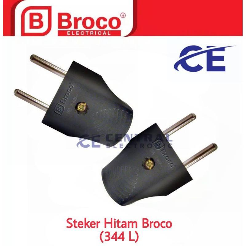 Steker Gepeng Broco 344 L / Steker Hitam Broco Colokan Listrik