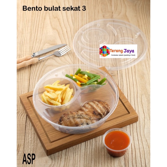 Thinwall bento sekat 3 bulat. Micro box