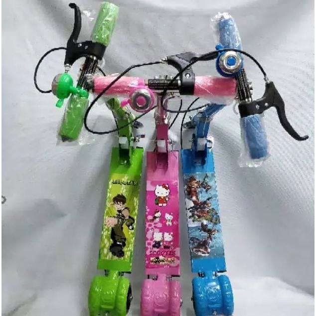 Skuter otoped anak karakter harga grosir - Merah (X7I2) Bisa DiLipat Rem Tangan Bisa COD Mini Skuter