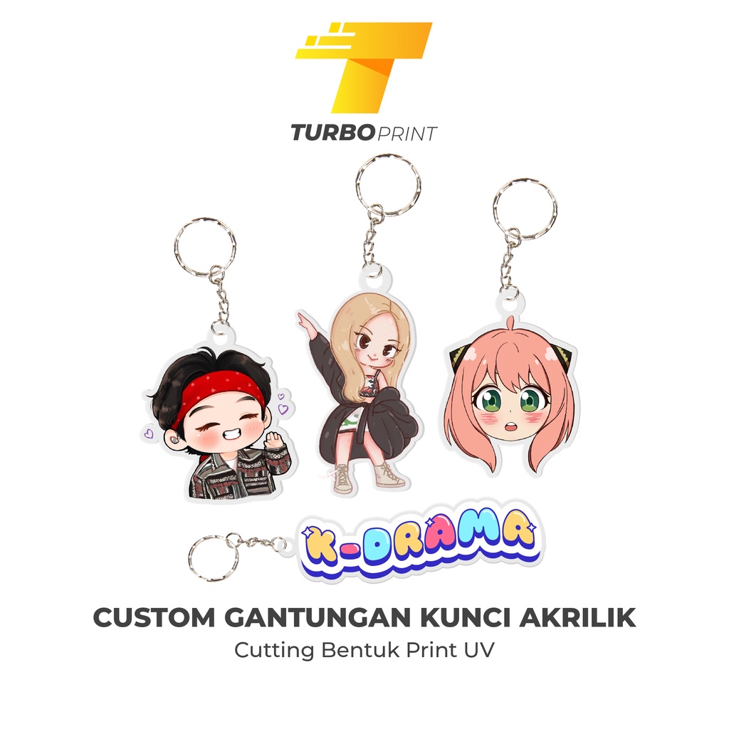 CUSTOM GANTUNGAN KUNCI KEYCHAIN BERKUALITAS AKRILIK GANCI MURAH UV PRINT