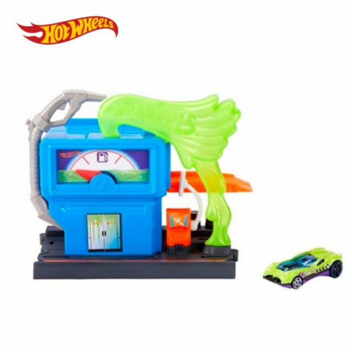 Promo Hot Wheels City Downtown Toxic Fuel Stop Playset Original / Track Terbaru