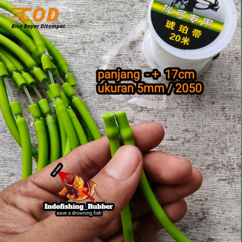 Karet Slingshot Ikan Siap Pakai 5mm 2050 Hijau Buah