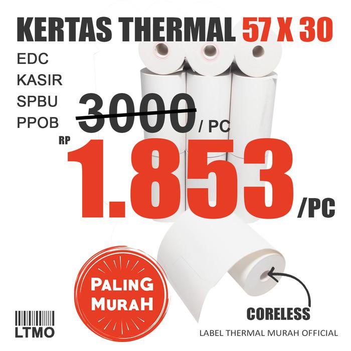 

Terlaris Kertas Thermal Murah Kasir Struk Ppob 57X30 57 X 30 1 Dus (100 Roll)