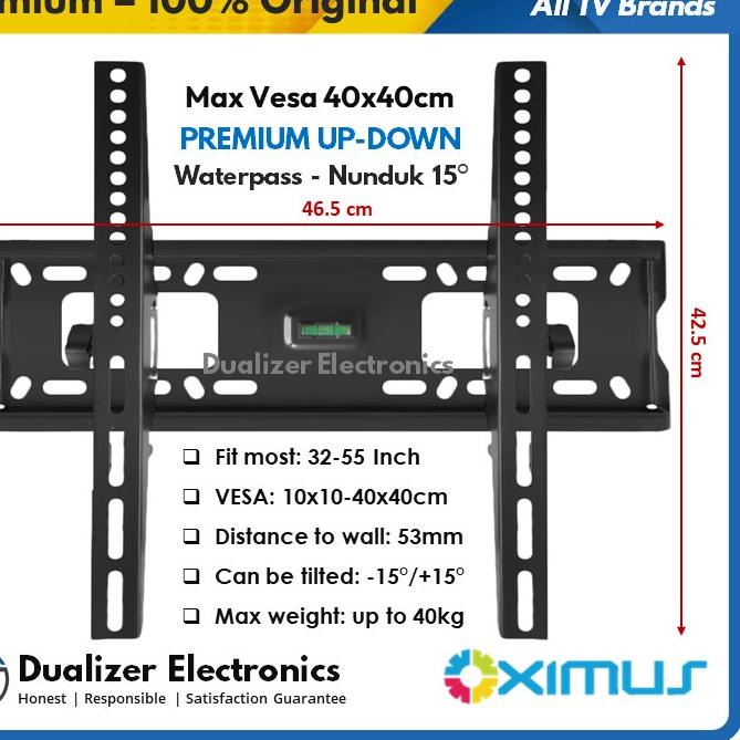Diskon | FG2 | Bracket TV Smart/Android TV 55 50 49 43 42 40 Inch Universal Tilt Up-Down Nunduk Waterpass