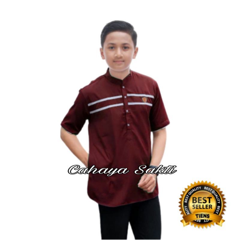 Koko anak lengan pendek SD SMP motif lis