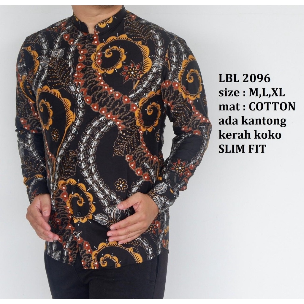 Baju Batik Pria Slimfit Kemeja Lengan Panjang Hem Slim Fit LBL 2096