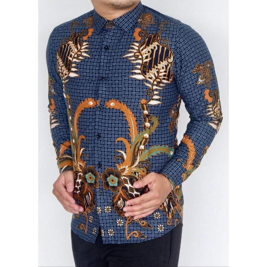 Baju Batik Pria Slimfit Kemeja Lengan Panjang Hem Slim Fit LBL 2039