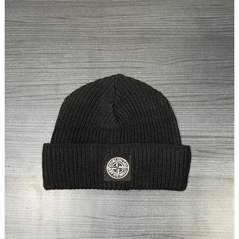 BEANIE HAT STONE ISLAND BLACK FULL TAG LABEL CASUAL