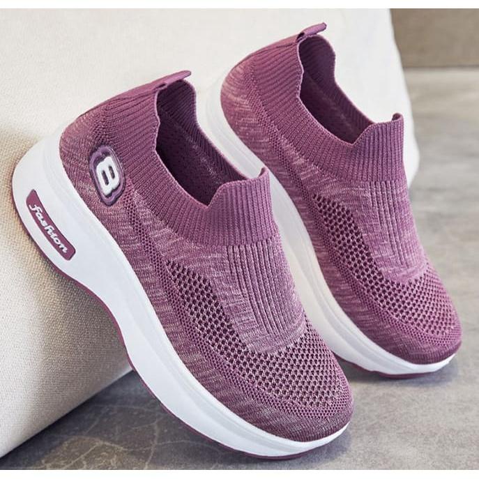 GROSIRTAS "FREE BOX" LV0157 Sepatu Sneakers Wanita Motif 8 Tinggi Comfort Import / Sepatu Wedges