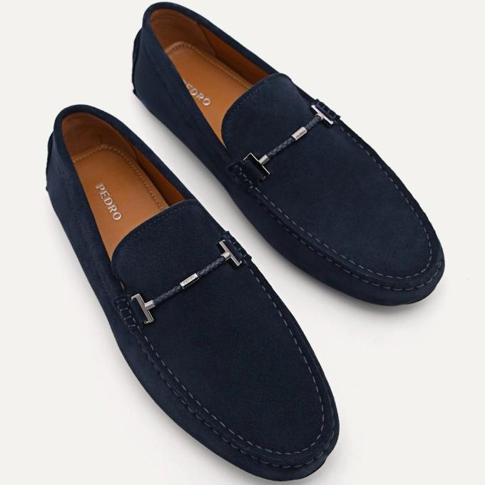 Trend Sepatu Casual Pria Pedro Ori Pedro Suede Loafers Moccasins Navy 39-45 Berkualitas