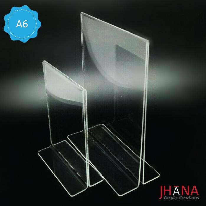 

[KODE ELVQT] Acrylic Tentcard A6 / TCA6T / Tent Holder / Tempat Brosur / Nomor Meja Akrilik