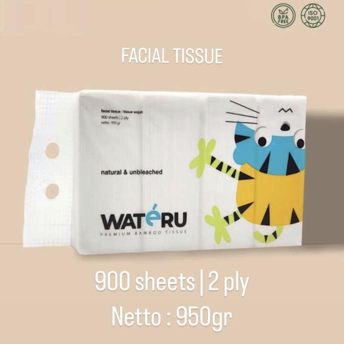 wateru premium bamboo facial tissue [900 sheets]