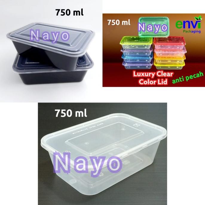 *$*$*$*$] Kotak makan plastik thinwall 750ml WARNA random (25pcs)