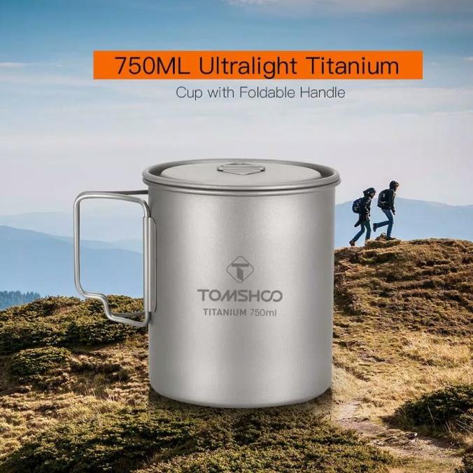 Tomshoo titanium 750ml ultralight portable pot mug camping outdoor