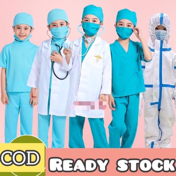 Baju Dokter Anak - Seragam Dokter Anak - Baju Dokter Bedah Kostum Anak