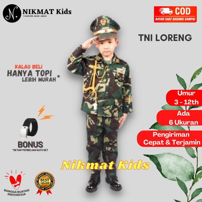Baju profesi tentara loreng tni anak baju kostum laki laki tk sd