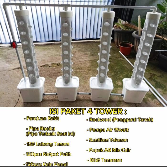 Terlaris Paket Set Pipa Hidroponik Vertikal Vertikultur 3/4 Tower Siap Tanam