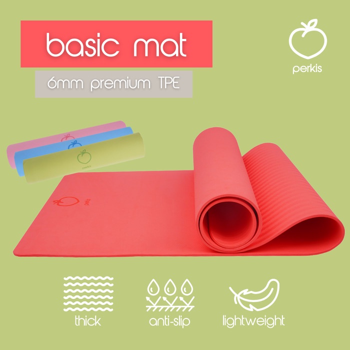Yoga Mat TPE 6mm - Perkis Basic Mat (Exercise Mat, Matras Olahraga)