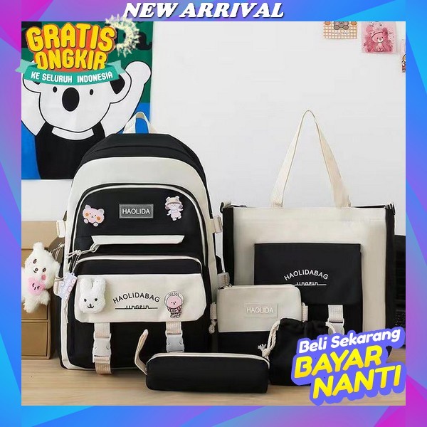 Nabya Fashion - Katya Seri Hitam Tas Ransel Sekolah Korean Style Smp / Tas Perempuan Sekolah Sma Imp