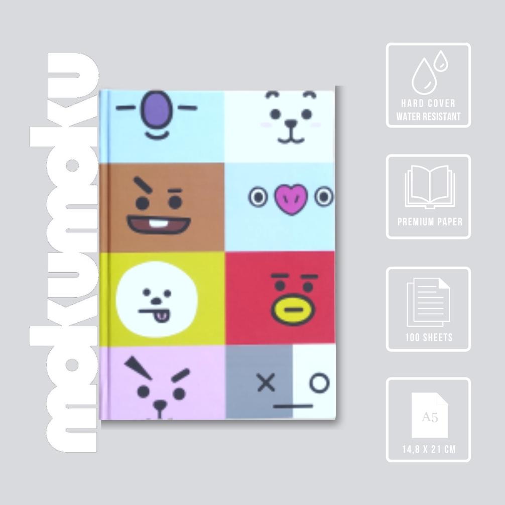 

NOTEBOOK / BUKU CATATAN HARDCOVER BT21 CHARACTER .