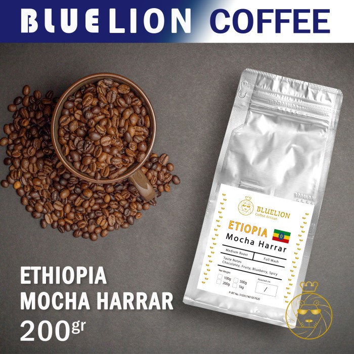 

TERBARU Ethiopia Mocha Harrar 200 gr - Kopi BLUELION - Medium Roast /KOPI EUBE/KOPI KAPAL
