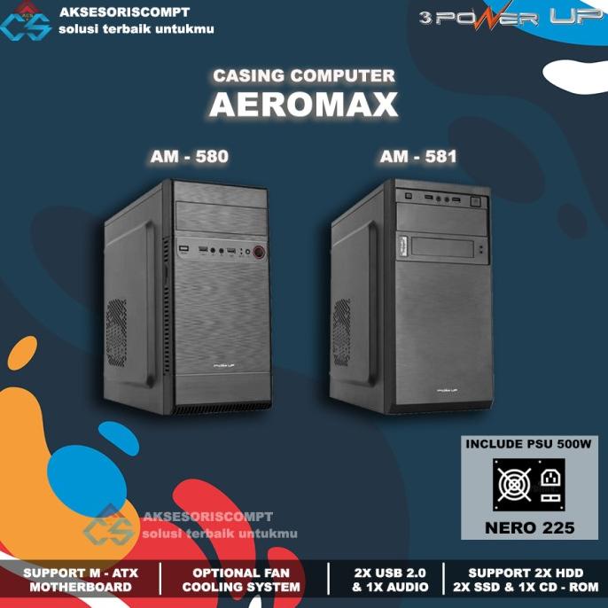Casing Power Up Micro ATX AEROMAX With PSU 500W